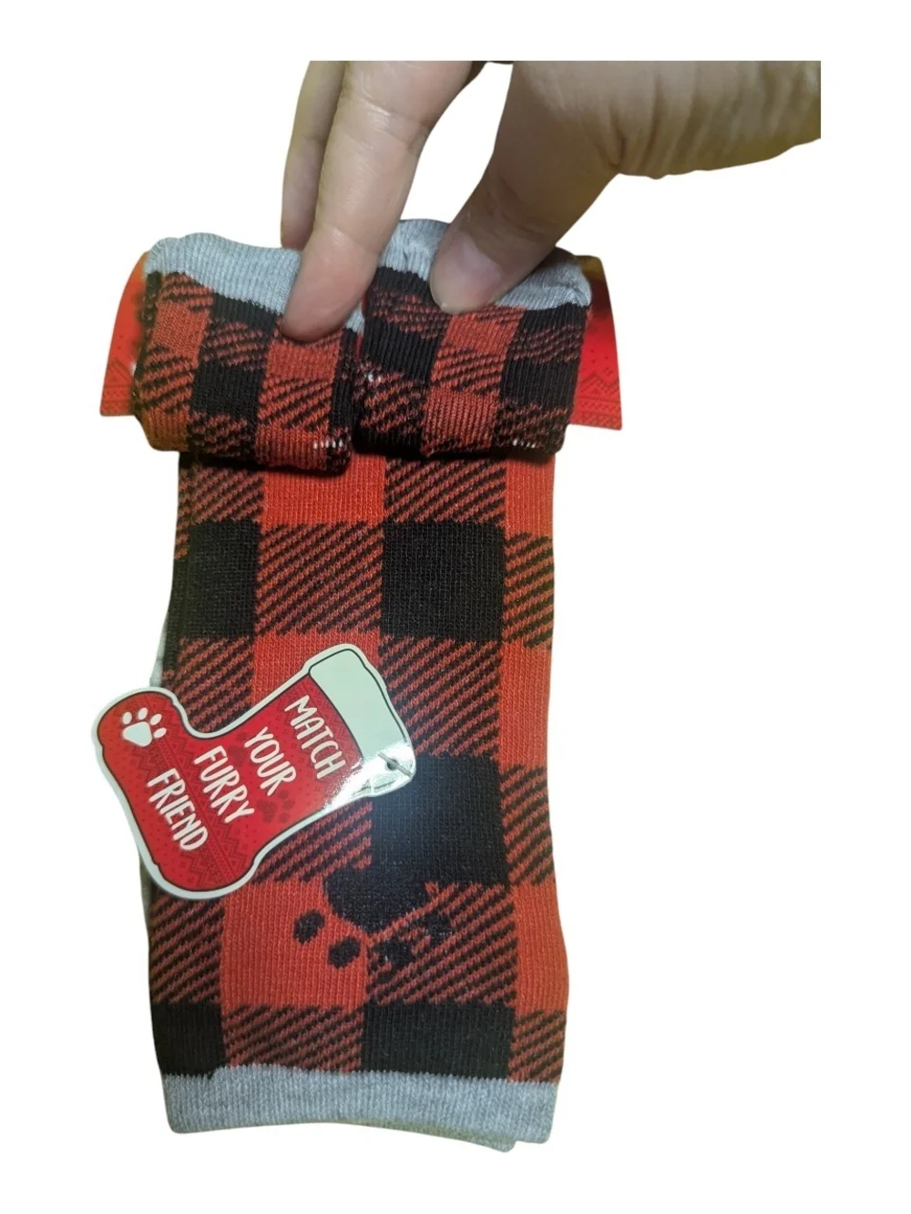 Happy Howlidays Pet & Owner Socks Matching Set Red Plaid